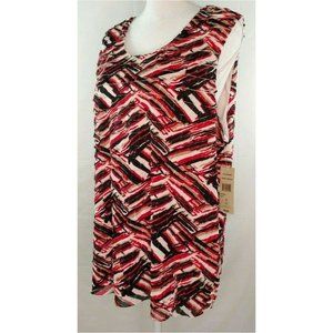 Laura Ashley Womens Top 2X Colorful Ruffle Layered Front Career Sleeveless